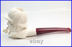 Estate Pipe ETHEM Carved Sherlock Holmes Figure Meerschaum 6 1/2L Smoking