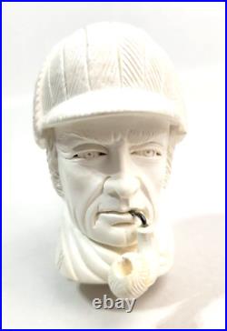 Estate Pipe ETHEM Carved Sherlock Holmes Figure Meerschaum 6 1/2L Smoking