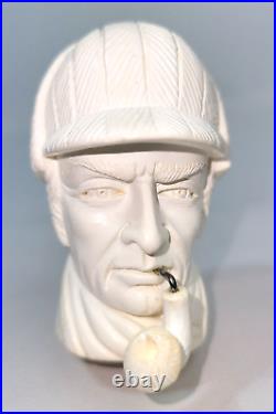 Estate Pipe ETHEM Carved Sherlock Holmes Figure Meerschaum 6 1/2L Smoking