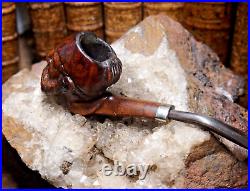 Fantastic Vintage Hand Carved Figural Tobacco Smoking Pipe A Man With A Beard