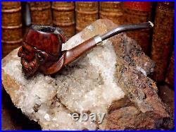 Fantastic Vintage Hand Carved Figural Tobacco Smoking Pipe A Man With A Beard