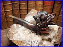 Fantastic Vintage Hand Carved Figural Tobacco Smoking Pipe Dog