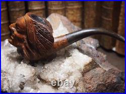 Fantastic Vintage Hand Carved Figural Tobacco Smoking Pipe Indian Chef