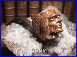 Fantastic Vintage Hand Carved Figural Tobacco Smoking Pipe Indian Chef