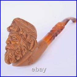 GREEK Block Meerschaum Pipe, Turkish Smoking Estate Tobacco Pipe, Pipa AGM493