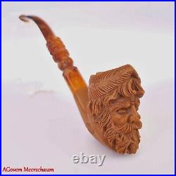 GREEK Block Meerschaum Pipe, Turkish Smoking Estate Tobacco Pipe, Pipa AGM493