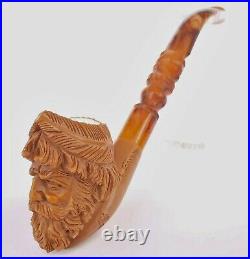 GREEK Block Meerschaum Pipe, Turkish Smoking Estate Tobacco Pipe, Pipa AGM493