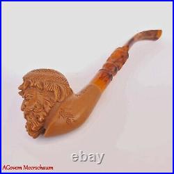 GREEK Block Meerschaum Pipe, Turkish Smoking Estate Tobacco Pipe, Pipa AGM493