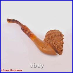 GREEK Block Meerschaum Pipe, Turkish Smoking Estate Tobacco Pipe, Pipa AGM493