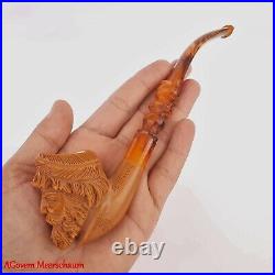 GREEK Block Meerschaum Pipe, Turkish Smoking Estate Tobacco Pipe, Pipa AGM493