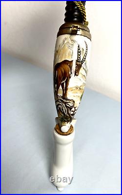 Genuine German Hunter Very Large Smoking Pipe Porcelain, Horn, Wood & Bakelite