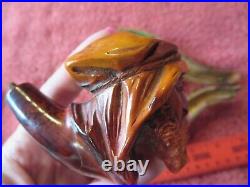 Hand Carved Bearded Middle Eastern Man Turban Estate Tobacco Pipe & Vintage Case