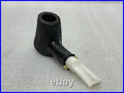 ICARUS U. S. A Black Carved Volcano Shape Smoking Tobacco Pipe Acrylic Stem