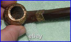 JF-026 FEC Friederick Edwards Co Briar Wood Tobacco Smoking PIpe Chased Metal