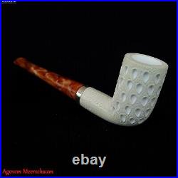 Lattice w 925 Silver Block Meerschaum Pipe Tobacco Smoking Pfeife Estate AGM543