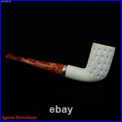 Lattice w 925 Silver Block Meerschaum Pipe Tobacco Smoking Pfeife Estate AGM543