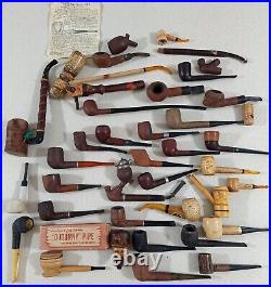 Lot 38 Vintage Tobacco Pipes Estate Find ROPP MEDICO YELLO Figural Cob Briar +