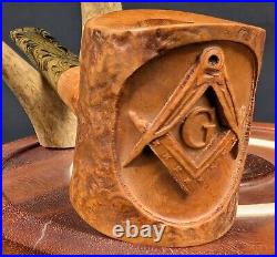 Masonic Square And Compass And Letter G Tobacco Smoking Sandblasted Briar Pipe