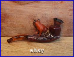 Meerschaum Bulldog/Pug Cheroot holder/Estate Tobacco Smoking Pipe With Case