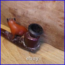 Meerschaum Bulldog/Pug Cheroot holder/Estate Tobacco Smoking Pipe With Case