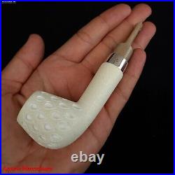 NOSE WARMER Block Meerschaum Pipe w Silver, Smoking Tobacco Estate Pipe AGM-551