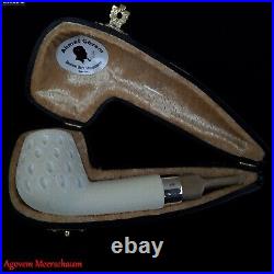 NOSE WARMER Block Meerschaum Pipe w Silver, Smoking Tobacco Estate Pipe AGM-551