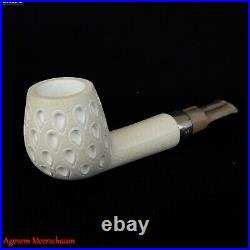 NOSE WARMER Block Meerschaum Pipe w Silver, Smoking Tobacco Estate Pipe AGM-551