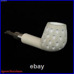 NOSE WARMER Block Meerschaum Pipe w Silver, Smoking Tobacco Estate Pipe AGM-551