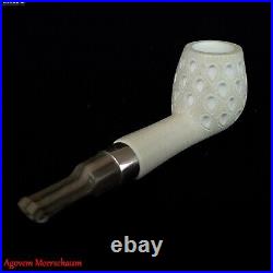 NOSE WARMER Block Meerschaum Pipe w Silver, Smoking Tobacco Estate Pipe AGM-551