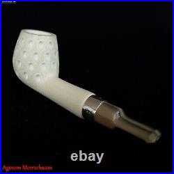 NOSE WARMER Block Meerschaum Pipe w Silver, Smoking Tobacco Estate Pipe AGM-551