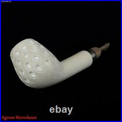 NOSE WARMER Block Meerschaum Pipe w Silver, Smoking Tobacco Estate Pipe AGM-551