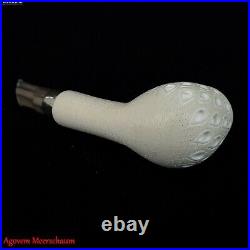 NOSE WARMER Block Meerschaum Pipe w Silver, Smoking Tobacco Estate Pipe AGM-551