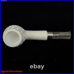 NOSE WARMER Block Meerschaum Pipe w Silver, Smoking Tobacco Estate Pipe AGM-551