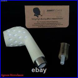 NOSE WARMER Block Meerschaum Pipe w Silver, Smoking Tobacco Estate Pipe AGM-551