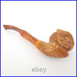 OWL Block Meerschaum Pipe, Carved Turkish Smoking Estate Pipe, AGM487