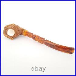 OWL Block Meerschaum Pipe, Carved Turkish Smoking Estate Pipe, AGM487