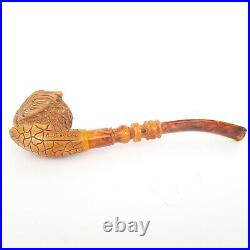 OWL Block Meerschaum Pipe, Carved Turkish Smoking Estate Pipe, AGM487