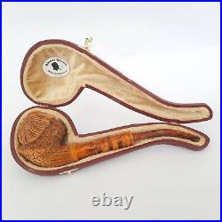 OWL Block Meerschaum Pipe, Carved Turkish Smoking Estate Pipe, AGM487