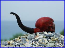 Oguz Simsek Briar Figural Smoking Pipe BIG MOUTH BEAST SKULL bones meerschaum