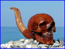 Oguz Simsek Briar Smoking Pipe BIG FACE SKULL skeleton bones meerschaum pfeife