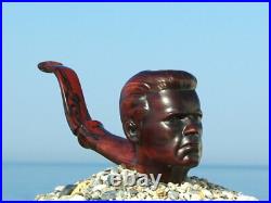 Oguz Simsek Olive Wood Figural Smoking Pipe ARNOLD SCHWARZENEGGER meerschaum