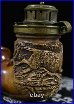 Old Signed meerschaum Smoking Pipe Carved Leaping Rabbit 1811