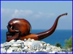 Olive Wood Figural Smoking Pipe BEAST SKULL by Oguz Simsek