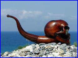 Olive Wood Figural Smoking Pipe BEAST SKULL by Oguz Simsek
