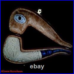 Ornament Block Meerschaum Pipe, AGovem Estate Pipes, Smoking Pipa Pfeife AGM-923