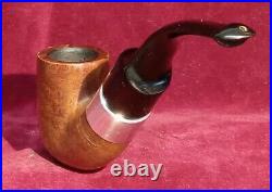 PETERSON'S DELUXE (8S) STERLING SILVER MOUNT BENT SYSTEM TOBACCO PIPE PRE 1960s