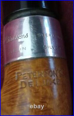 PETERSON'S DELUXE (8S) STERLING SILVER MOUNT BENT SYSTEM TOBACCO PIPE PRE 1960s