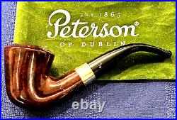 Peterson Claddagh B10 Pipe w Bag Smooth Briar. 925 Band Tobacco Smoking Vtg RARE