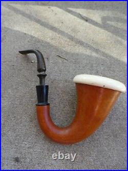 Pioneer Calabash Gourd Sherlock Holmes Pipe Turkish Block Meerschaum Bowl E3