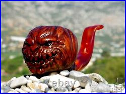 Pumpkin Brother Briar Wood Tobacco Smoking Pipe Bust of by Oguz Simsek